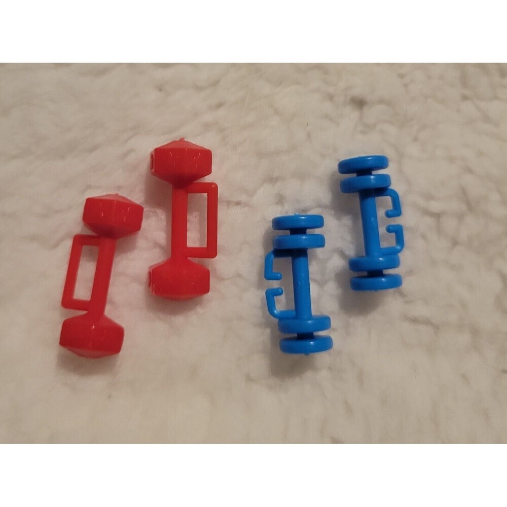 Vintage 1980s Barbie Dumbbells - 2 Sets - Blue and Red
